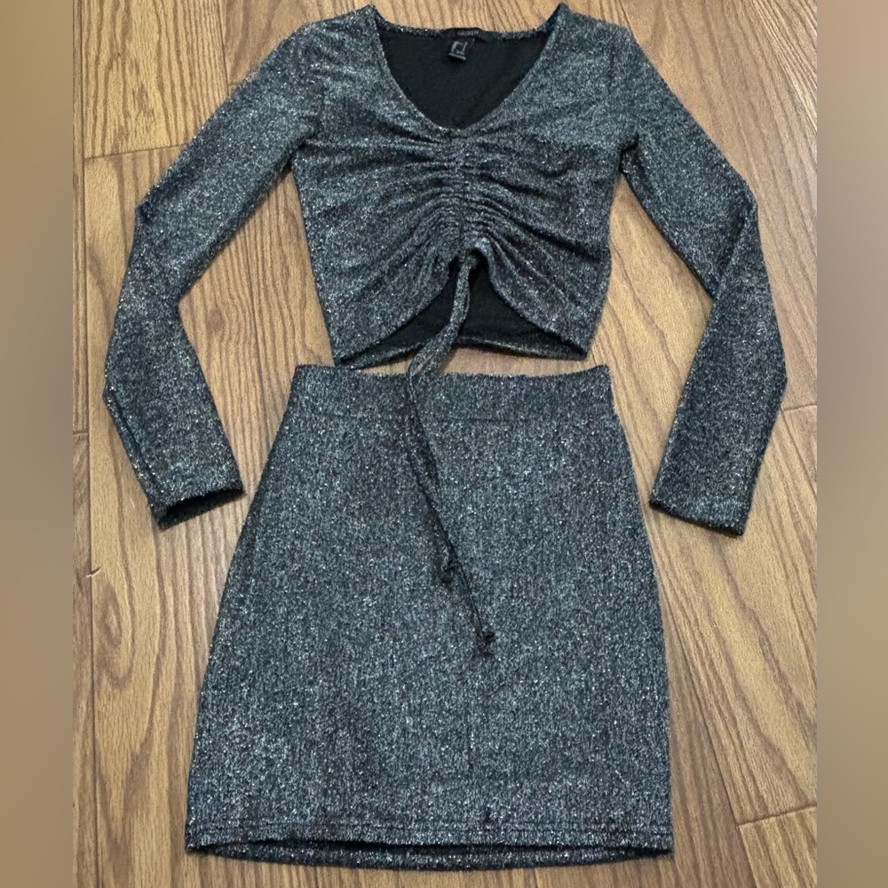 Forever 21 Charcoal Mini Skirt and Top Set